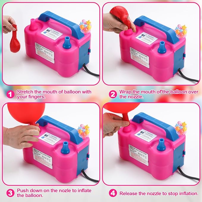 Balloon Pump Electric, 110V 600W Balloon Blower Inflator Dual Nozzle Air Pump - Image 4
