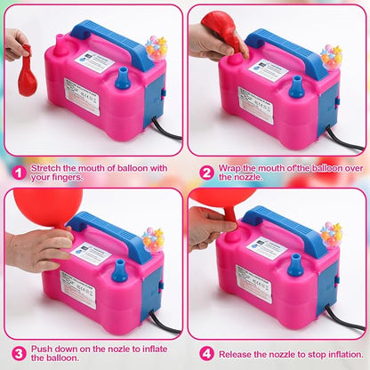 Balloon Pump Electric, 110V 600W Balloon Blower Inflator Dual Nozzle Air Pump - Image 4