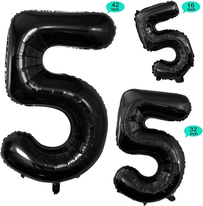 Black Foil Balloons Number 5, Huge Number Balloons - Image 2