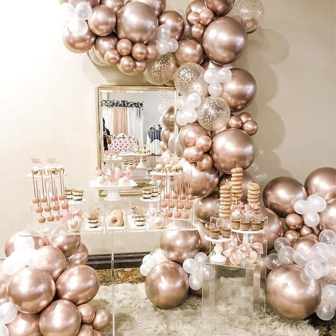 PartyWoo Metallic Rose Gold Balloons 4pcs Chrome Champagne Gold Color | 36 Inch - Image 6