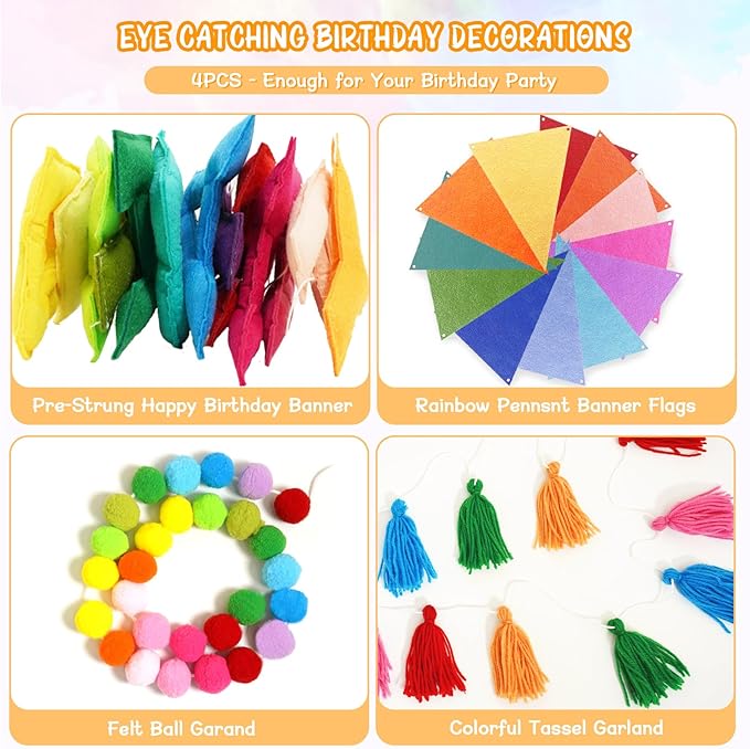 4PCS Pre-Strung Happy Birthday Banner - Image 3