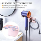 Hair Dryer Holder Wall Mount, Blow Dryer Holder for Wall, Adhesive Hairdryer Holders, Stainless Steel Blowdryer Holders Bathroom Hair Tool Organizer Hair Dryer Hanger Hook with Cord Storage(Rose Gold)