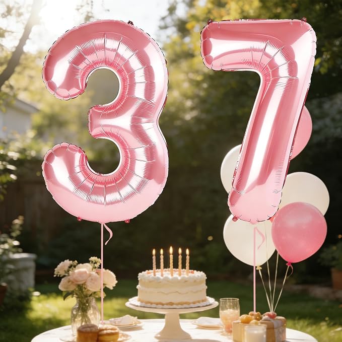 40 Inch Number 37 Balloons for 37th Birthday Party Decorations, 0-100 Jewelry - Image 3