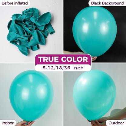 Bezente Teal Giant Latex Round Balloons 36 Inch 8 Pack | Teal Large Turquoise - Image 2