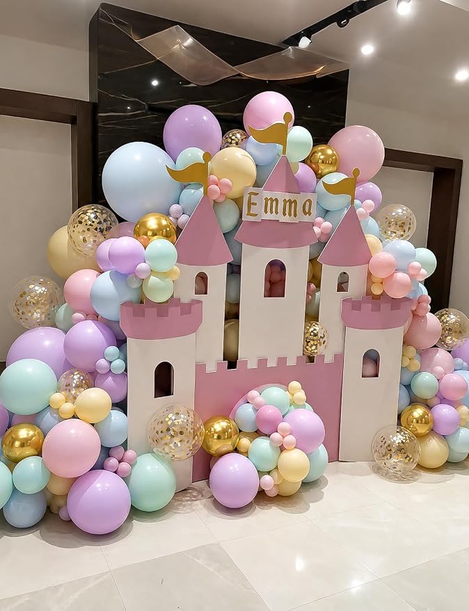 Princess Balloon Garland Arch Kit, Castle Carriage and Crown Foil Balloons - Image 2