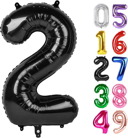 Black Number 2 Balloon 40 Inch, 2nd Birthday Party Decorations Men Women | Foil by IWERP