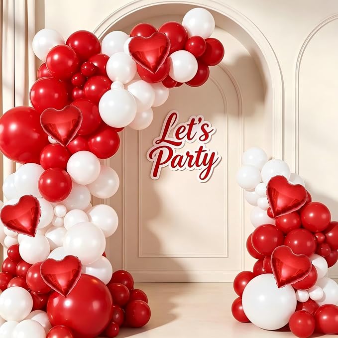 Red White Balloon Garland Arch Kit by Unknown