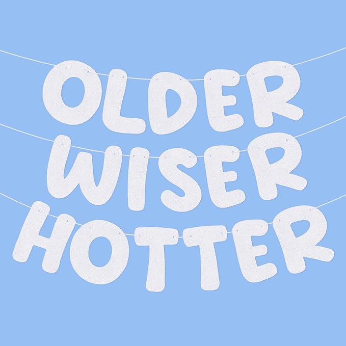 Fulmoon Set of 3 Pre Strung Older Wiser Hotter Glitter Banner Funny Birthday by Fulmoon