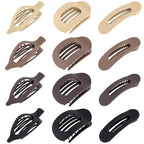 12 Pack Flat Hair Clips for Women-3 Styles Matte Neutral Flat Claw Clips, Black, Blonde,Light Brown & Dark Brown, French Duckbill Styling Accessories (Matte Neutral-4)