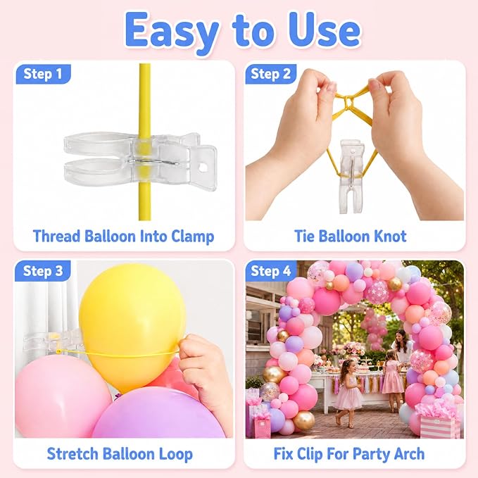 10 Pack Balloon Arch Clips, 3.5 Inch Clear Clamps - Image 8