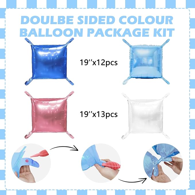 Blue and White Balloons Wall Tunnel Backdrop Double Sided Blue White Balloon - Image 2