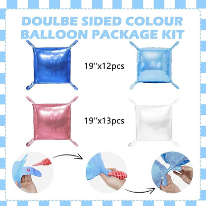 Blue and White Balloons Wall Tunnel Backdrop Double Sided Blue White Balloon - Image 2