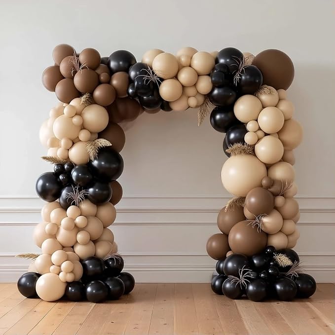 160Pcs Black Brown Nude Balloon Garland Arch Kit Dark Brown Nude Tan Black - Image 6