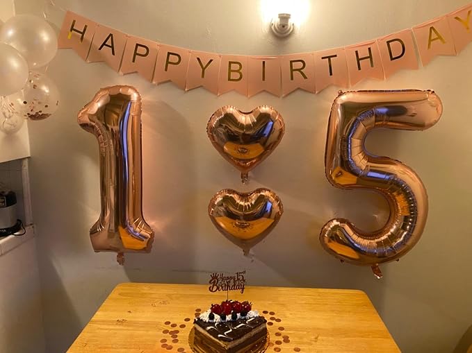 5 Balloon Numbers Party Decorations, 40In Rose Gold Balloons - Image 3