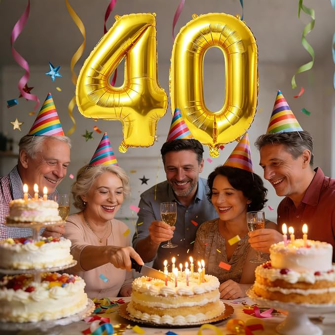 40 Inch Number 40 Balloons for 40th Birthday Party Decorations, 0-100 Gold - Image 2