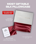 SUNDAYSILKS™ Premium Silk Pillow Cases | 100% Mulberry Silk Pillowcase with Zipper, All Sides Real 22 Momme Grade 6A Silk, Standard Queen, King Size [Pinot]