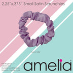 Amelia Beauty, Lavender Satin Small Scrunchies, 12-Pack – No Damage Hair Ties for Women, Gentle & Durable Hair Accessories, 2.5in x 0.5in