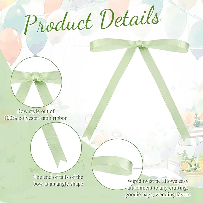 Riceshoot Sage Green Bows - Image 3