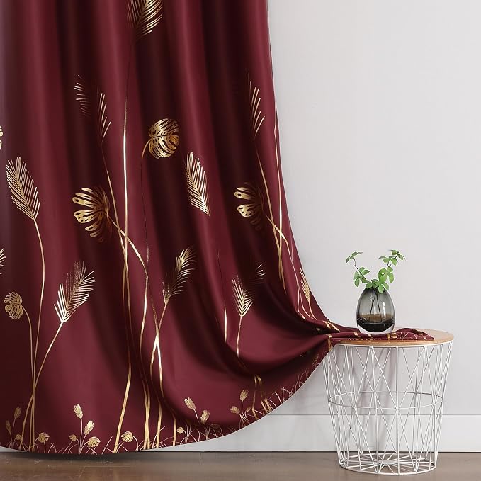 Burgundy Red Blackout Curtains for Living Room 90 Inch Length 2 Panels Set - Image 3