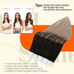 Full Shine Balayage Tape in Hair Extensions Real Human Hair Color 1B Off Black Ombre 18 Ash Blonde Seamless Skin Weft Tape ins Human Hair Extensions 18Inch Remy Hair 50G 20Pcs Straight for Women