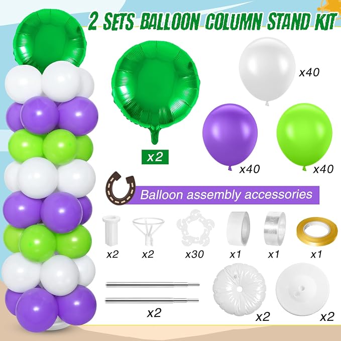 Hungdao 2 Sets Light Inspired Year Balloon Column Stand Kit Cartoon Story Game - Image 3