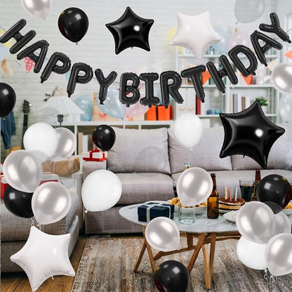 29PC Black Happy Birthday Balloon Banner, 16 Inch 3D Aluminum Letter Banner Sign - Image 9