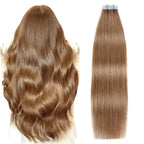 SUYYA Tape in Hair Extensions Light Brown 100% Real Human Hair 12inches 20pcs 40g/pack Straight Seamless Skin Weft Tape in Remy Human Hair(12 inches #8 Light Brown)