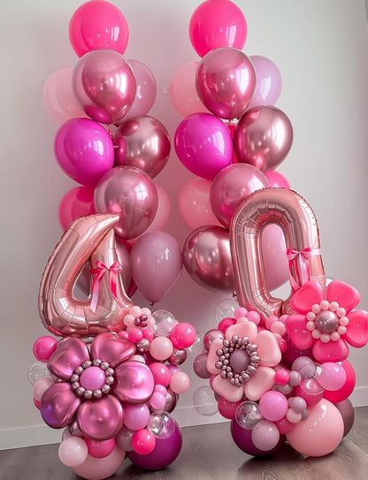 Pink Balloons Set, Metallic Chrome Pearl and Macaron Pink Balloons - Image 5