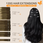 DOORES Clip-in Hair Extensions, Balayage Dark Blonde Highlighted Bleach Blonde 80g 12 Inch, 7pcs Remy Clip-in Hair Extensions