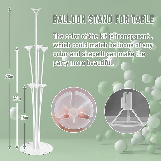 FYSUIMU 4Set Pink and Green Balloon Stand Kit Pastel Pink White Sage Green - Image 7