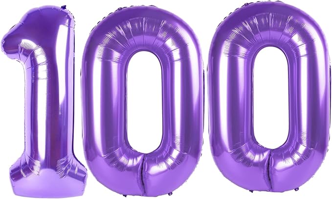 Purple Jumbo Number 100 Balloon 40 Inch, Women Men 100 Birthday Supplies by Upgesy