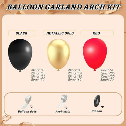 412Pcs Red Black Gold Balloons Arch kit, 18 12 10 5 Inch Different Size Latex - Image 3