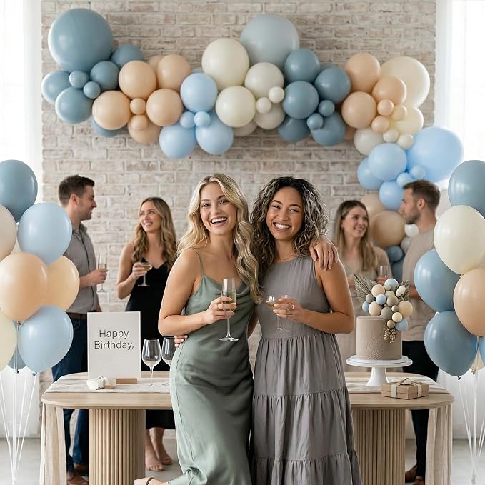 Dusty Blue Nude Beige Balloons, 12 Inch Beige Blue Blush Brown Cream Sand White - Image 4