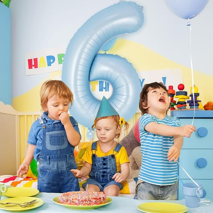 Light Blue Number 6 Balloon, 40 Inch Big Large Foil Number Balloons, Giant - Image 4