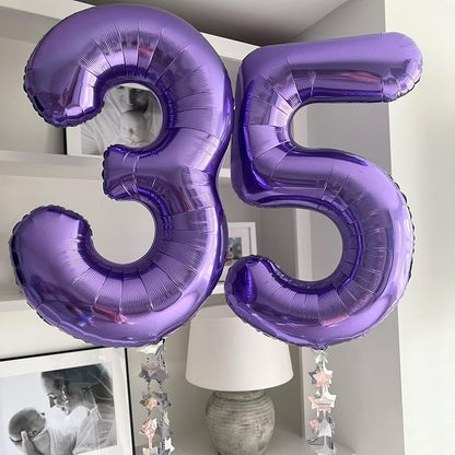 Number 35 Purple Balloons 40 Inch Giant Purple Foil 35 Helium Balloons - Image 3