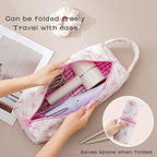 Quilted Hair Tools Travel Bag，Hair Styling Accessories Storage Case for Shark FlexStyle, Dyson Airwrap Hair Dryer, Curling Iron, Revlon Hair Tools，Portable and foldable(01Pink Bow)