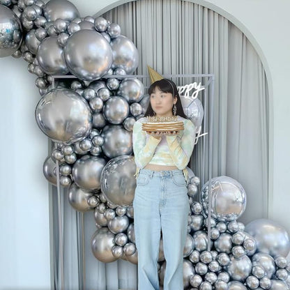 120Pcs 5 Inch Metallic Silver Balloons, Metallic Chrome Silver Latex Balloons - Image 7