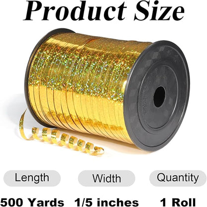 500 Yards Laser Gold Curling Ribbon, 1/5 Inch Wide Shining Metallic Ribbons - Image 2