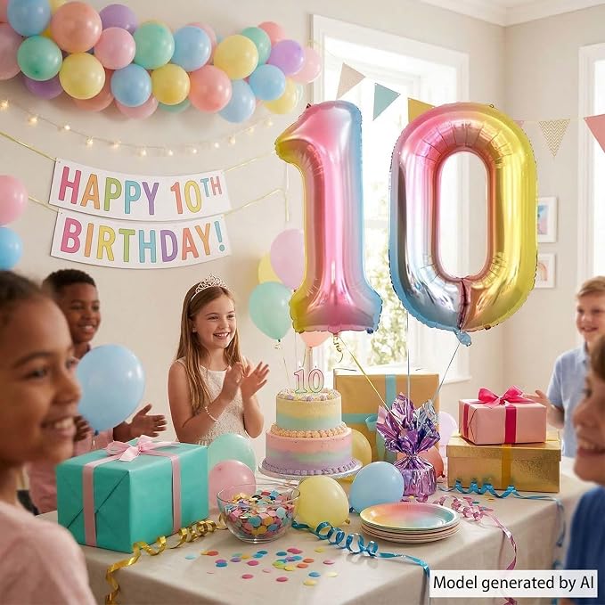 Rainbow Ombre Number 0 Balloon 40 Inch, Pastel Foil - Image 2