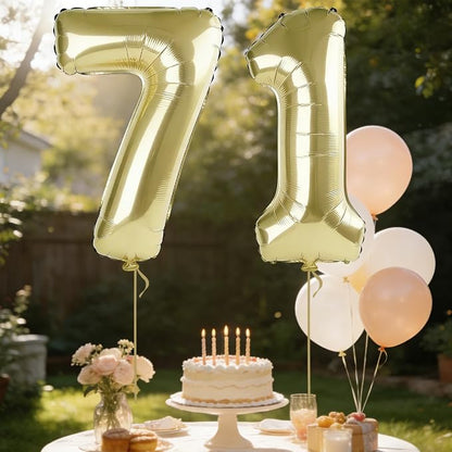 40 Inch Number 71 Balloons for 71st Birthday Party Decorations, 0-100 Champagne - Image 3