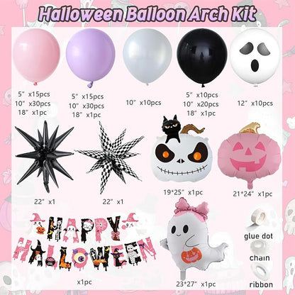 Tesochye 152pcs Halloween Balloon Garland Arch Kit, Happy Halloween Banner | - Image 2