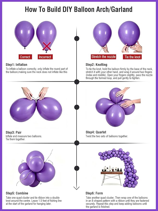 Purple Balloons 12 Inch 60 Pcs Dark Royal Purple Latex Balloons - Image 6