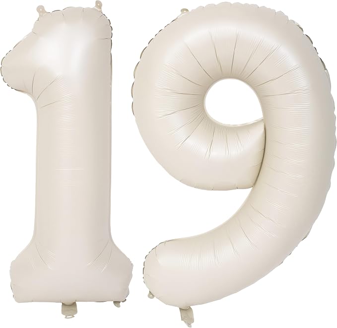 40 In Cream white Number Balloons Helium Foil Mylar Balloon Digital 19 | by Exquisitehighqualitypartydecorationstomeetyoureveryneed%EF%BC%81
