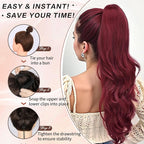 Ponytail Extension, Drawstring Ponytail Extension for Women 26 Inch Long Wavy Pony Tails Hair Extensions Synthetic Clip in Ponytail Hairpiece for Women(Bug)