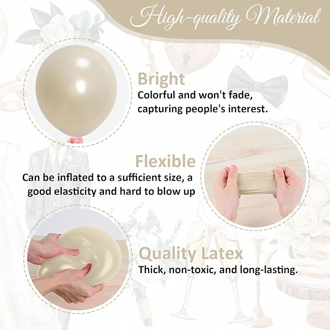 Pearl White Sand Metallic Light Gold Balloons Garland Arch Kit as Engagement - Image 7