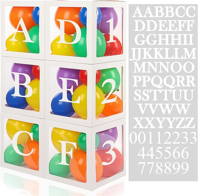 Zhanmai 6 Pcs Letters Numbers Boxes Balloon by Zhanmai