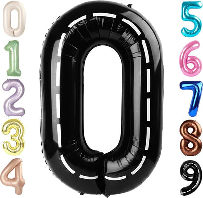 Number 0 Balloons 40 Inch for 10 100 Birthday Party Decorations, Line Black | by Mluchee
