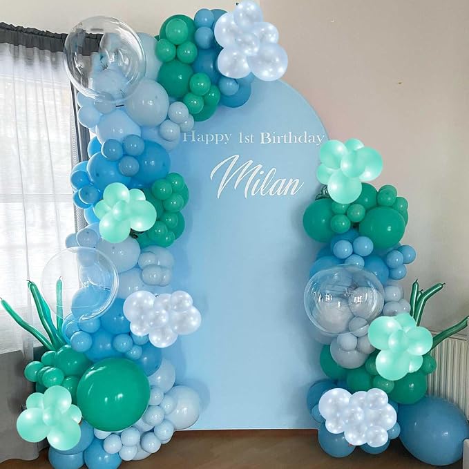 Teal Blue White Balloons 12Inch Under The Sea Balloon Ocean Balloons Turquoise - Image 5