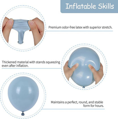 50pcs Matte Dusty Blue Party Balloons, 12 Inch | Slate Blue Latex Helium - Image 2