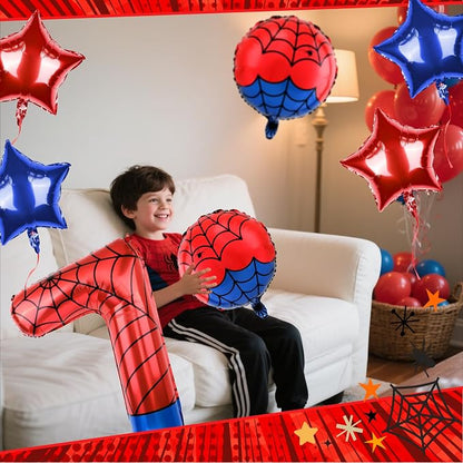 40 Inch Spider Theme Number Balloon, Number Block Foil Number 7 Balloons Large - Image 4